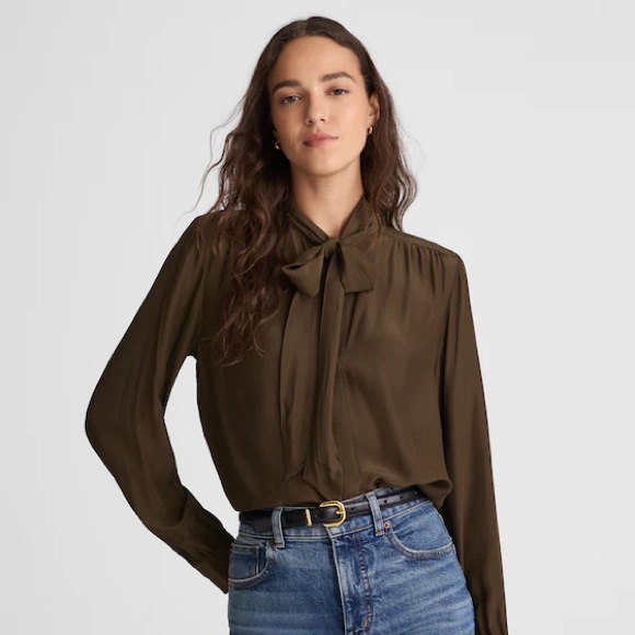 Madewell Tops - Madewell Tie-Neck Long-Sleeve Top nwt